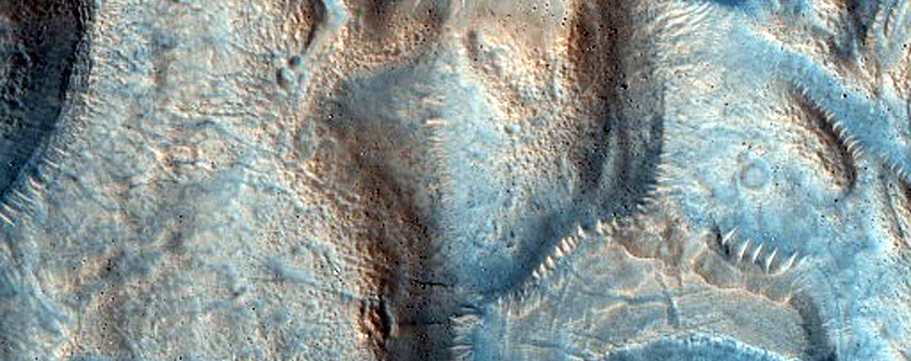 Crater Ejecta and Debris Flow in Deuteronilus Mensae