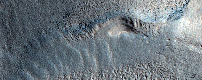 Dipping Layers near Mound in Deuteronilus Mensae