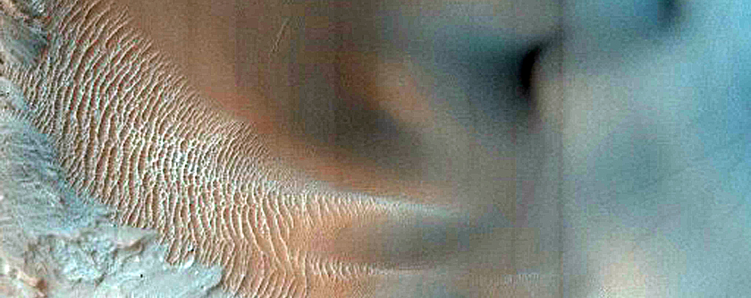 Crater in Ganges Chasma