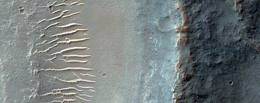 Rim of Crater in Thaumasia Planum