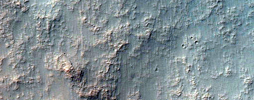 Possible Mafic Mineral Exposures in Crater on Newton Crater Rim