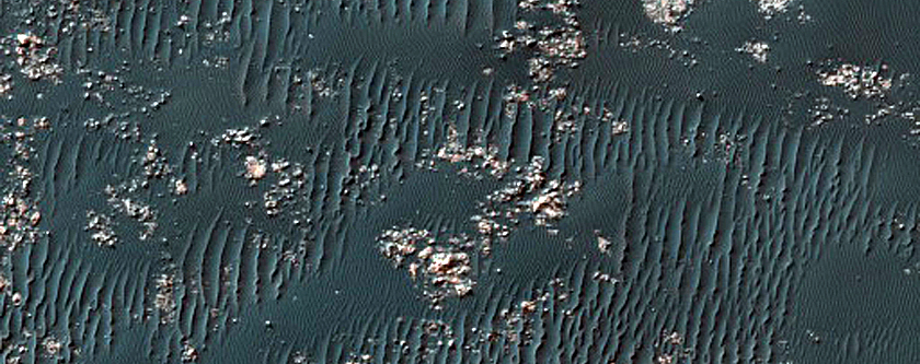 Dunes and Light-Toned Substrate in South Mid-Latitude Crater
