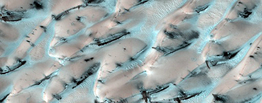 Survey of Dune-Ice Interactions near Olympia Undae