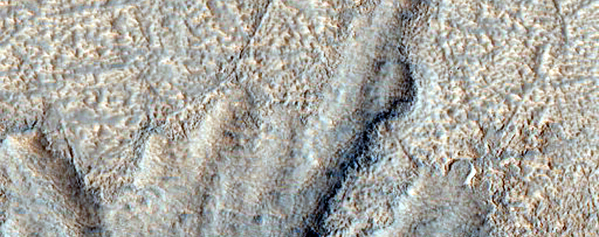 Crater with Ejecta in Deuteronilus Mensae