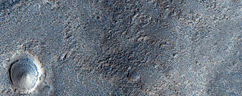 Channels near Crater in Northern Mid-Latitudes