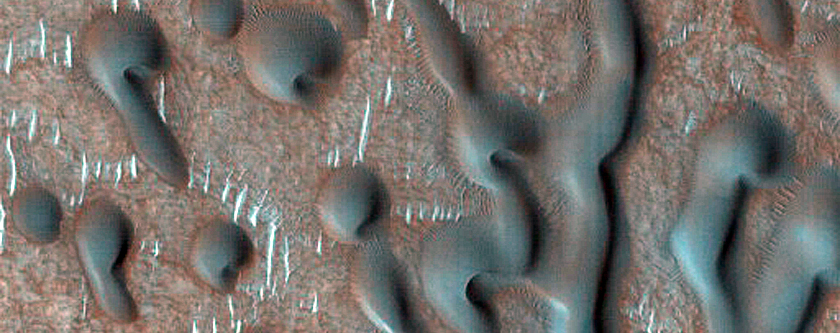 Northern Plains Rampart Crater Dune Change Detection