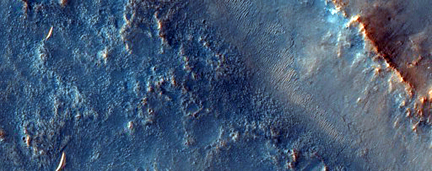 Landforms West of Jezero Crater