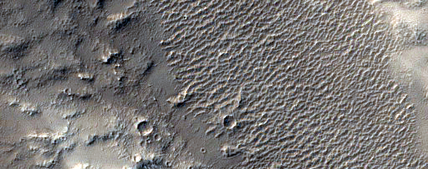 Flow around Crater near Mangala Valles