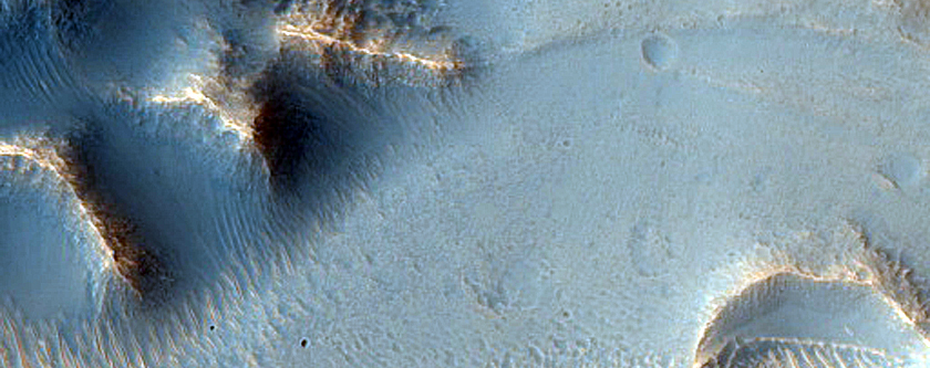 Layers in Rim of Crater in Northwest Arabia Terra