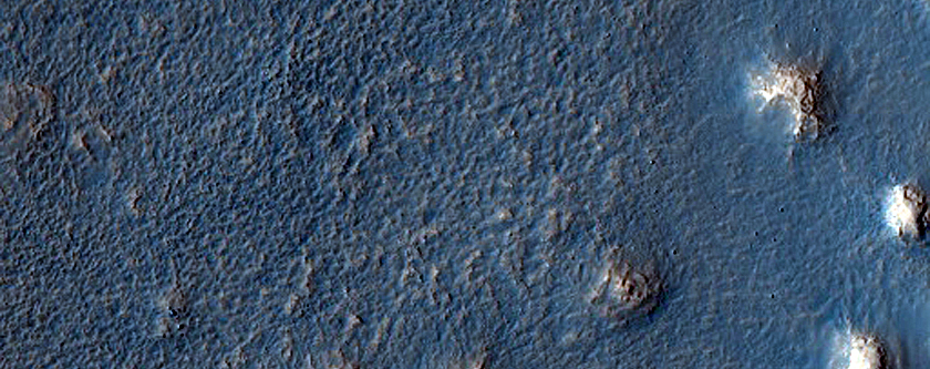Possible Pingos in Degraded Crater East of Bamberg Crater