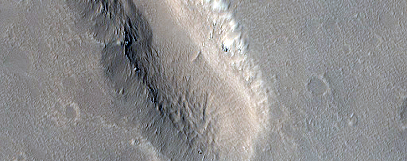 Trough at Edge of Lava Flow in Elysium Fossae
