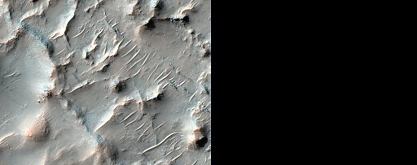 Irregular Textures on Crater Floor near Huygens Crater
