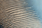 Valley at Edge of Old Crater in Tyrrhena Terra