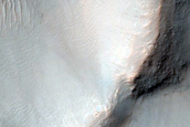 Channel and Crater in Southern Mid-Latitudes