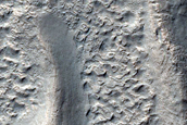 Flow Ridges in Crater near Kepler Crater