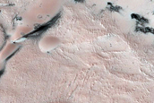 Survey of Dune-Ice Interactions near Olympia Undae