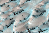 Survey of Dune-Ice Interactions near Olympia Undae