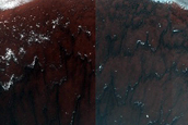 Lobate Features on Crater Wall