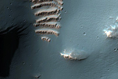 Bright Blocks in Channels near Aniak Crater
