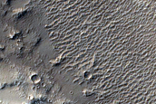 Flow around Crater near Mangala Valles