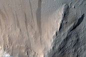 Steep Terrain and Mass Wasting near Fresh Crater