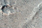 Sinuous Ridges Upstream of Valley Head in Xanthe Terra