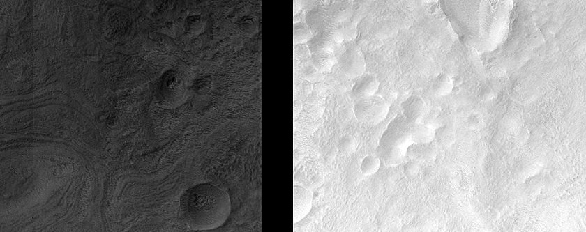 Light-Toned Ridges near Harmakhis Vallis