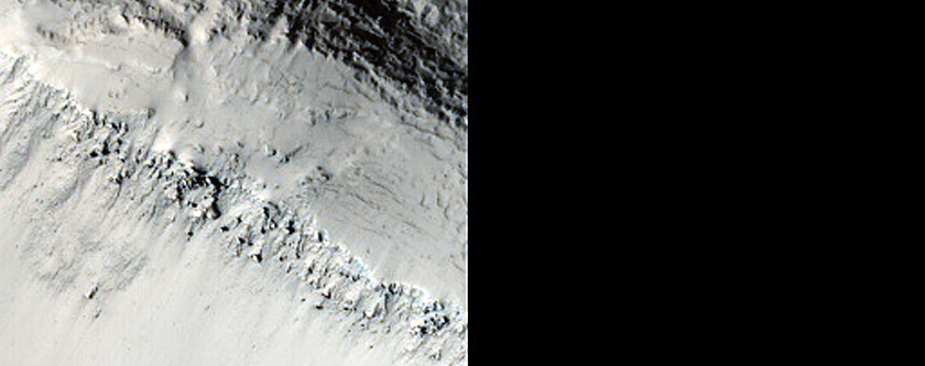 Steep Northern Mid-Latitude Crater Wall
