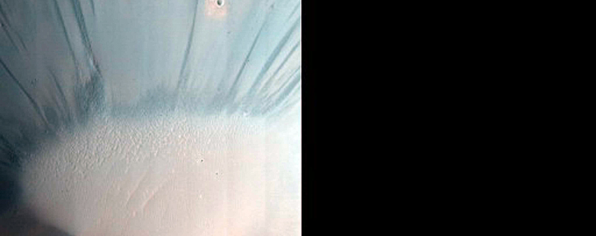 Bright Crater Wall and Ejecta Material in Kilkhampton Crater Ejecta Blanket