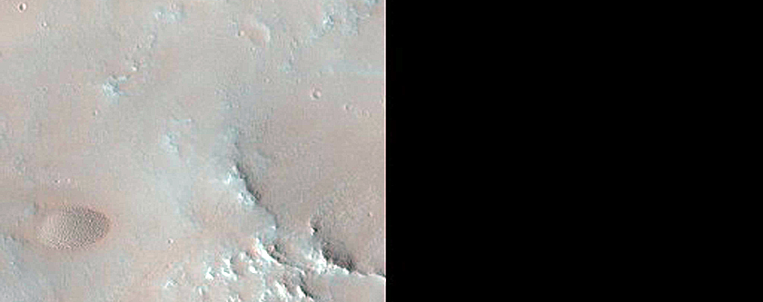 Crater with Dunefield by Southwest Rim in Syrtis Major