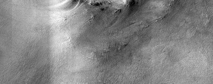 High Latitude Gullies in Small Crater in Charitum Montes