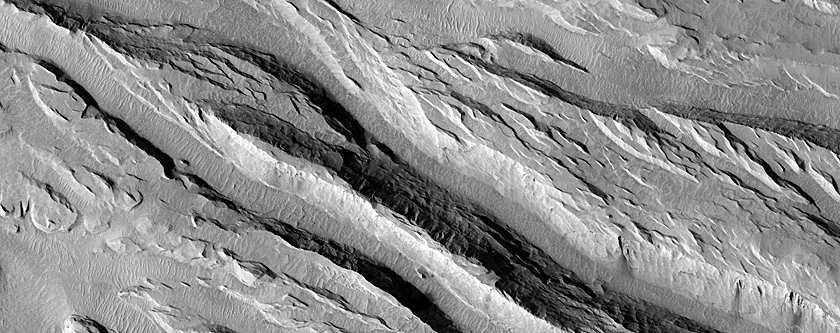 Collapse Feature on Medusae Fossae Formation Deposits