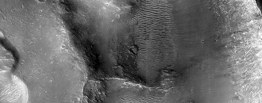Layers in Crater Wall Southwest of Chryse Planitia