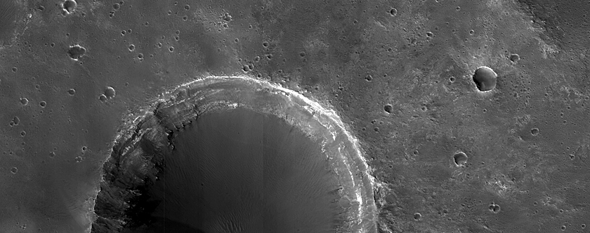 Exposed Crater Rim Deposits near Mawrth Vallis