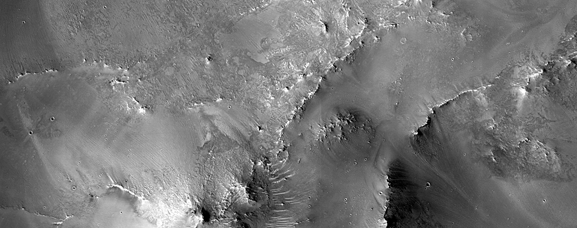 Possible Mafic Mineral Exposures in Crater within Schroeter Crater