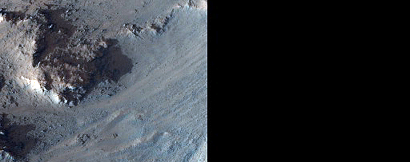 Leveed Feature on North-Facing Valles Marineris Wall Landslide or Glacier