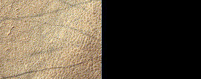 Wrinkle Ridge Intersecting Crater Ejecta Blanket
