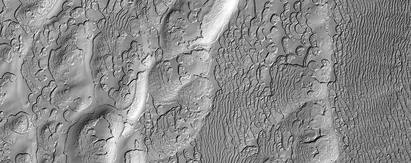 South Polar Carbon Dioxide Glacier Crevasses