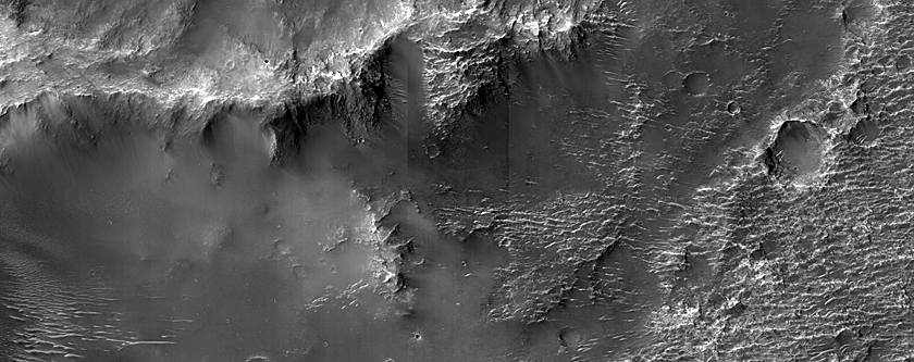 Channels Entering Crater in  Terra Sabaea