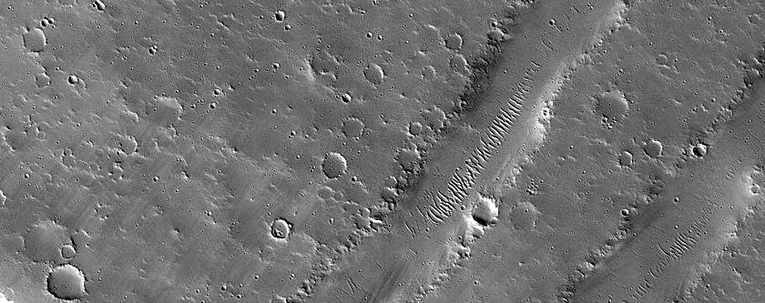 Wind Streak Monitoring Site Northwest of Uranius Tholus