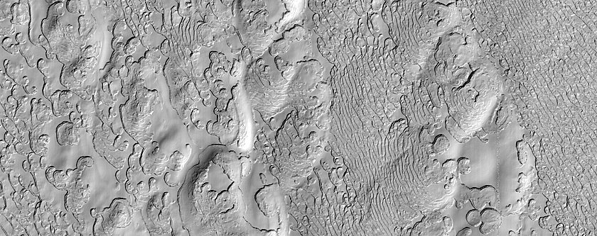 South Polar Carbon Dioxide Glacier Crevasses