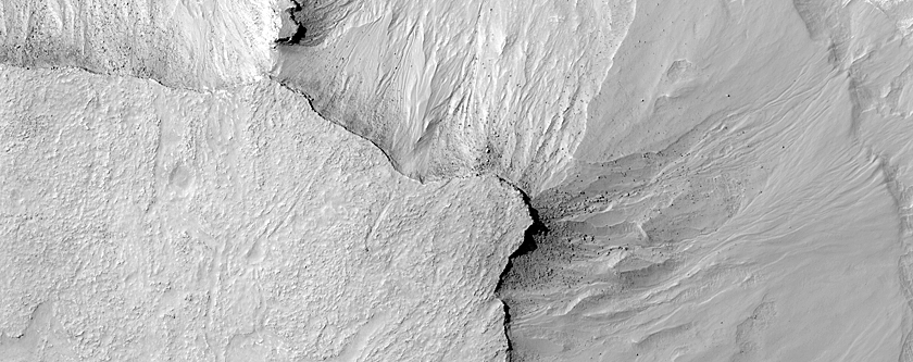 Possible Slope Features in Eroded Crater Fill Material