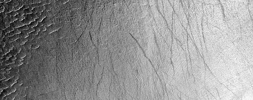 Arcuate Features in High-Latitude Crater