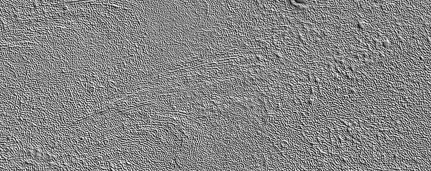 Lobate Deposits in Crater in Arabia Terra