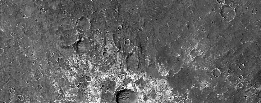 Possible Well-Exposed Overturned Terrain in Crater near Her Desher Vallis