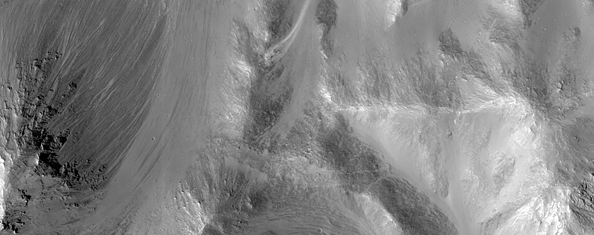 Channel Entering Orson Welles Crater