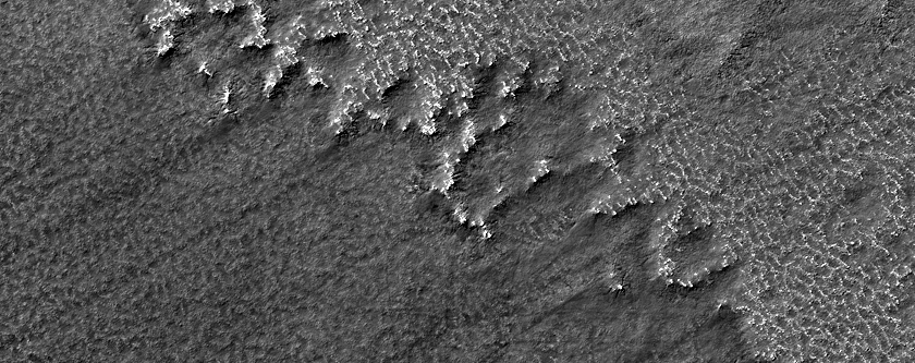 Landforms above Subsurface Radar Observations of South Polar Cap