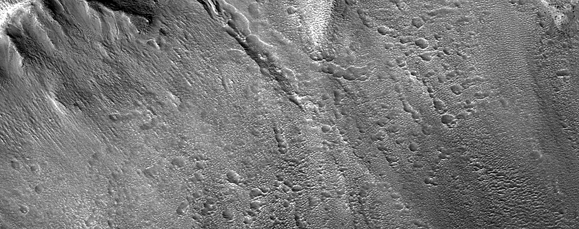 Lines of Pits in Vivero Crater Wall