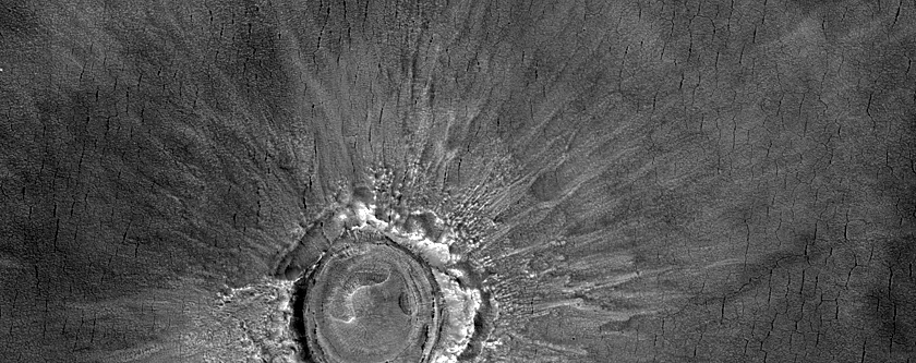 Crater with Layered Deposit in Western Utopia Planitia