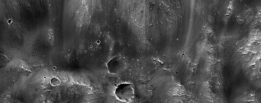 Channels along Crater Wall near Huygens Crater